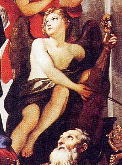 Viola da gamba in painting by Dominichino, Rome, 17th C.